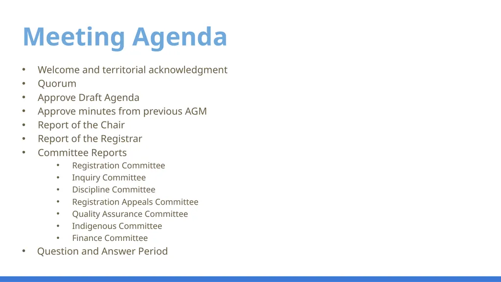 Annual General Meeting Meeting Agenda Welcome and - slide 2 of 18