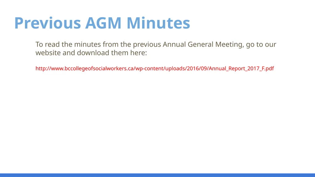 Annual General Meeting Meeting Agenda Welcome and - slide 3 of 18
