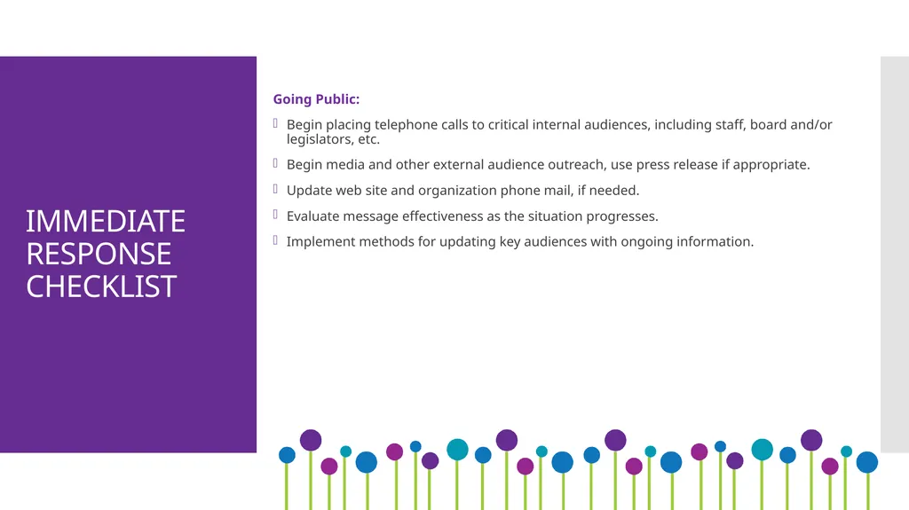 Crisis Communication Plan PURPOSE The purpose of a - slide 7 of 11