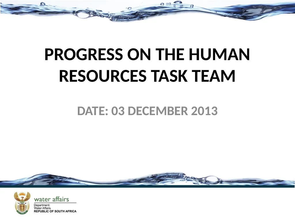 PROGRESS ON THE HUMAN RESOURCES TASK TEAM DATE: 03