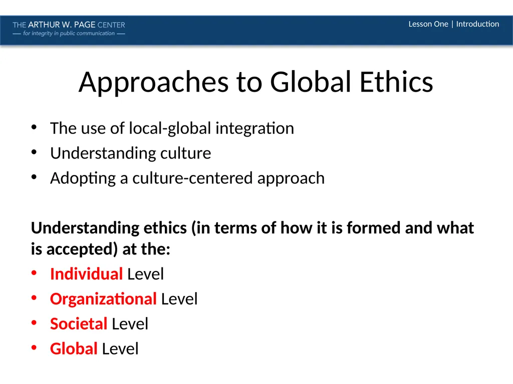Ethics in a Global Context Module Six | Lesson One - slide 10 of 13