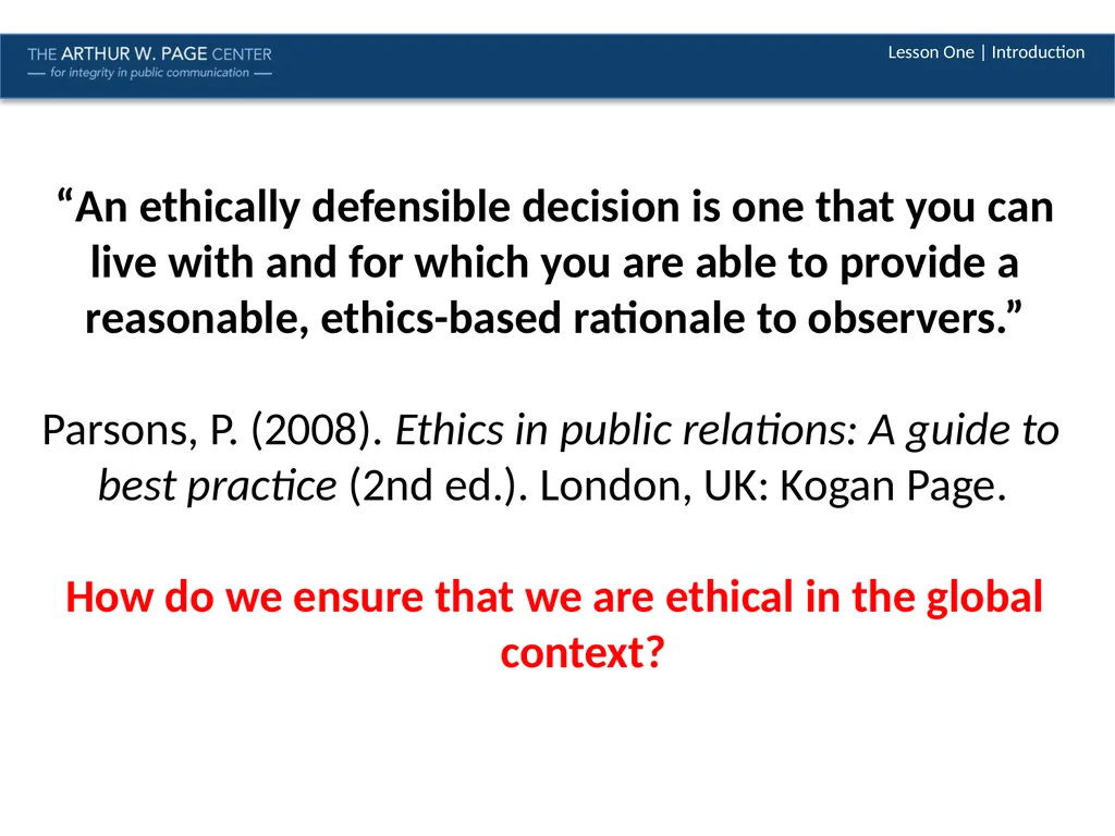 Ethics in a Global Context Module Six | Lesson One - slide 13 of 13