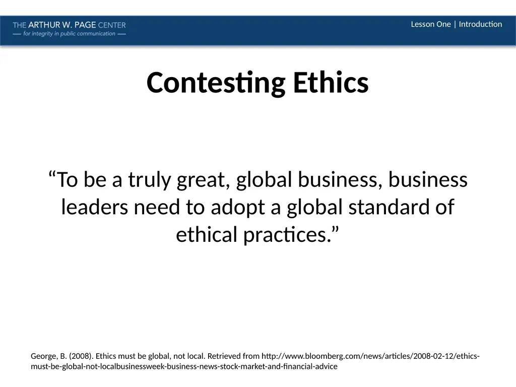 Ethics in a Global Context Module Six | Lesson One - slide 4 of 13