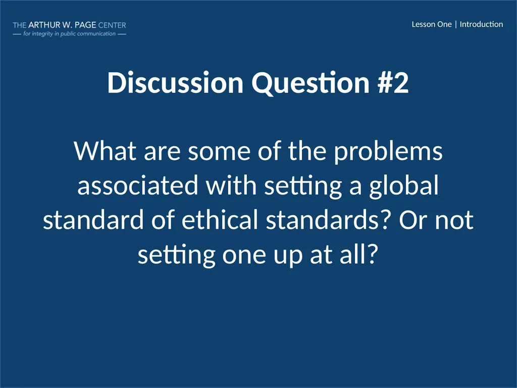 Ethics in a Global Context Module Six | Lesson One - slide 9 of 13