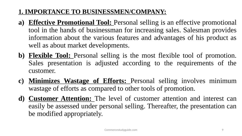INTRODUCTION TO PERSONAL SELLING - slide 9 of 51