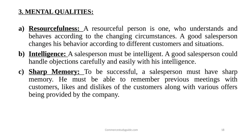 INTRODUCTION TO PERSONAL SELLING - slide 18 of 51