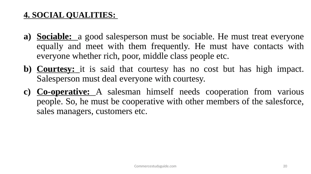INTRODUCTION TO PERSONAL SELLING - slide 20 of 51