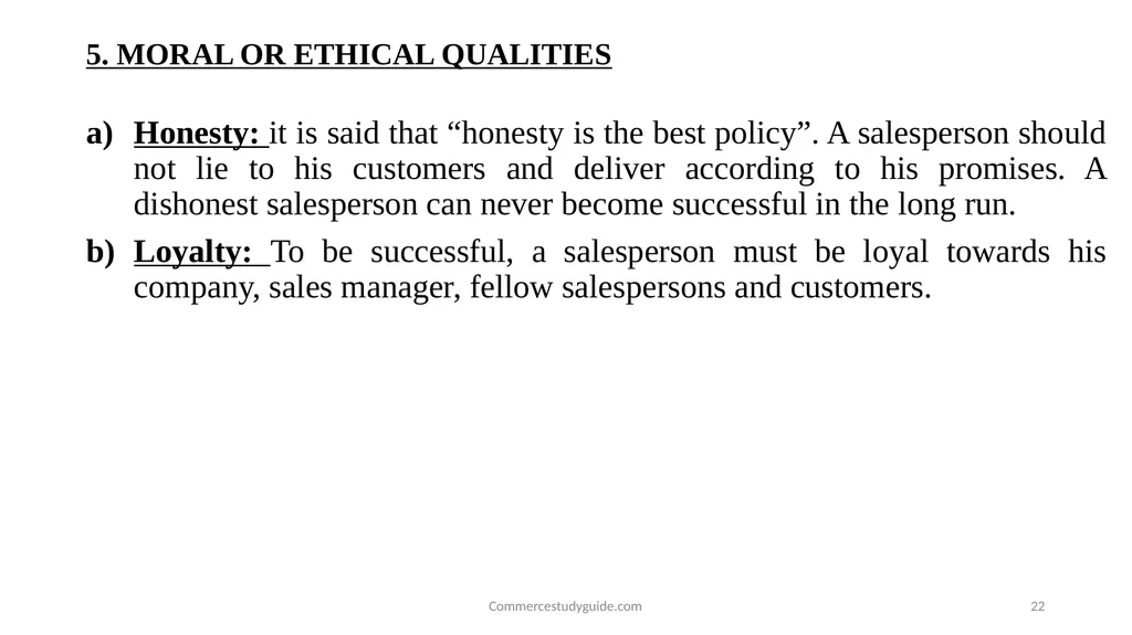INTRODUCTION TO PERSONAL SELLING - slide 22 of 51