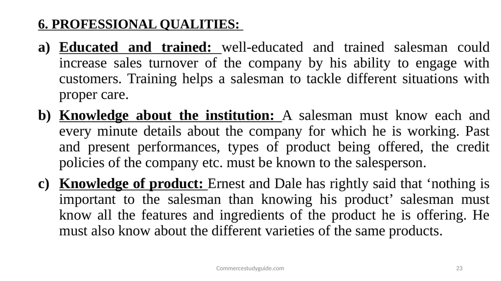 INTRODUCTION TO PERSONAL SELLING - slide 23 of 51