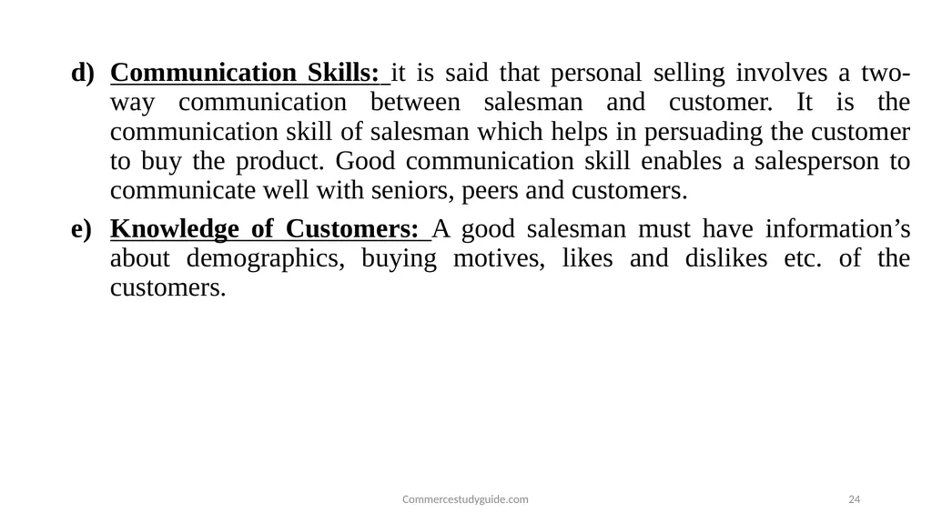 INTRODUCTION TO PERSONAL SELLING - slide 24 of 51