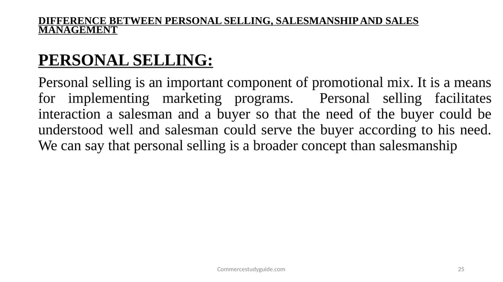 INTRODUCTION TO PERSONAL SELLING - slide 25 of 51