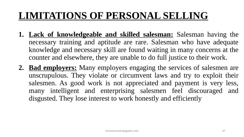 INTRODUCTION TO PERSONAL SELLING - slide 47 of 51