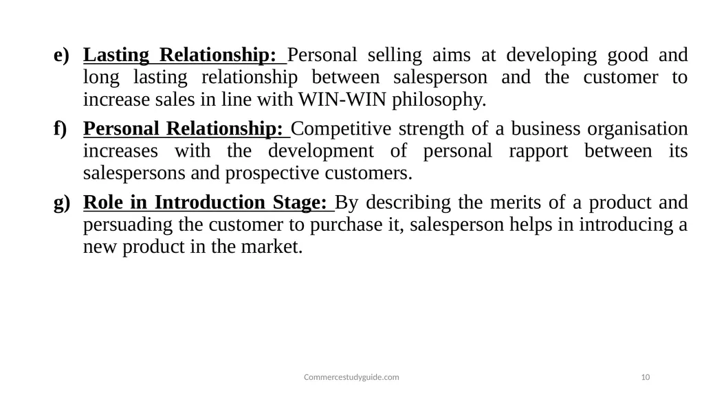 INTRODUCTION TO PERSONAL SELLING - slide 10 of 51