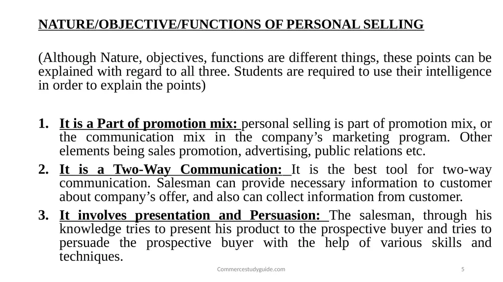 INTRODUCTION TO PERSONAL SELLING - slide 5 of 51