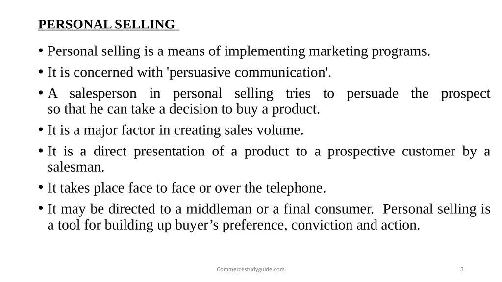 INTRODUCTION TO PERSONAL SELLING - slide 3 of 51