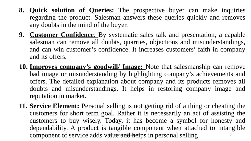 INTRODUCTION TO PERSONAL SELLING - slide 7 of 51