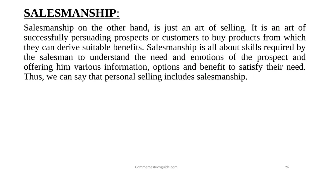 INTRODUCTION TO PERSONAL SELLING - slide 26 of 51