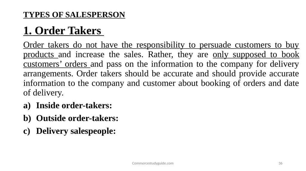 INTRODUCTION TO PERSONAL SELLING - slide 36 of 51