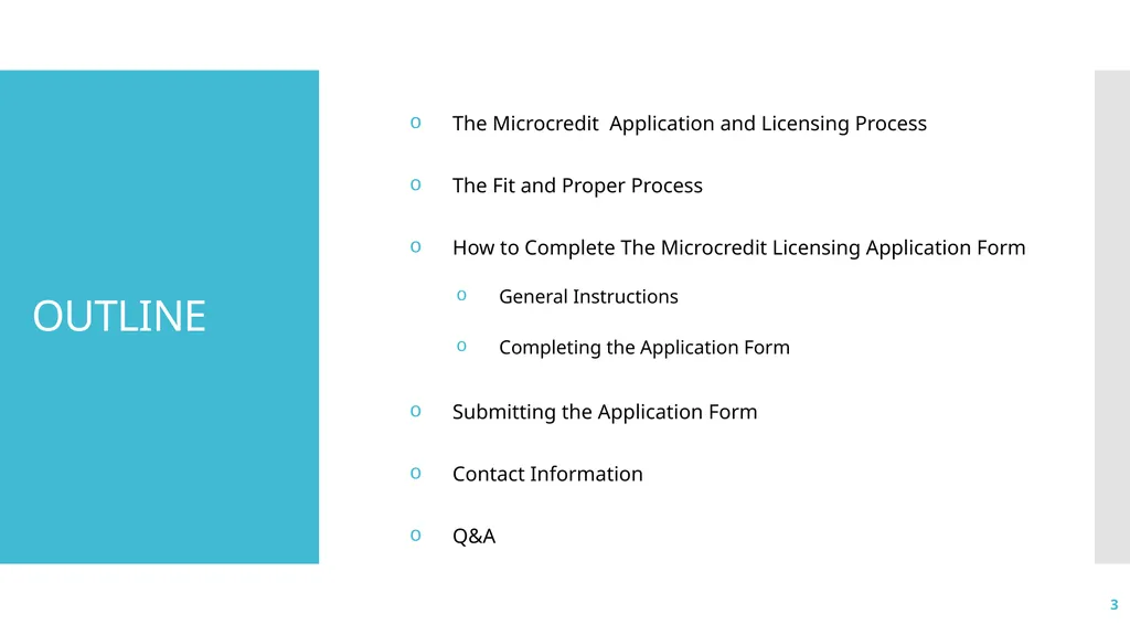 1 Microcredit Licensing: - Application and - slide 3 of 41