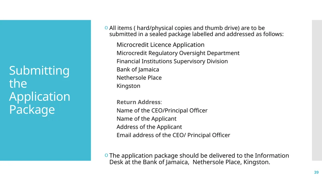 1 Microcredit Licensing: - Application and - slide 39 of 41
