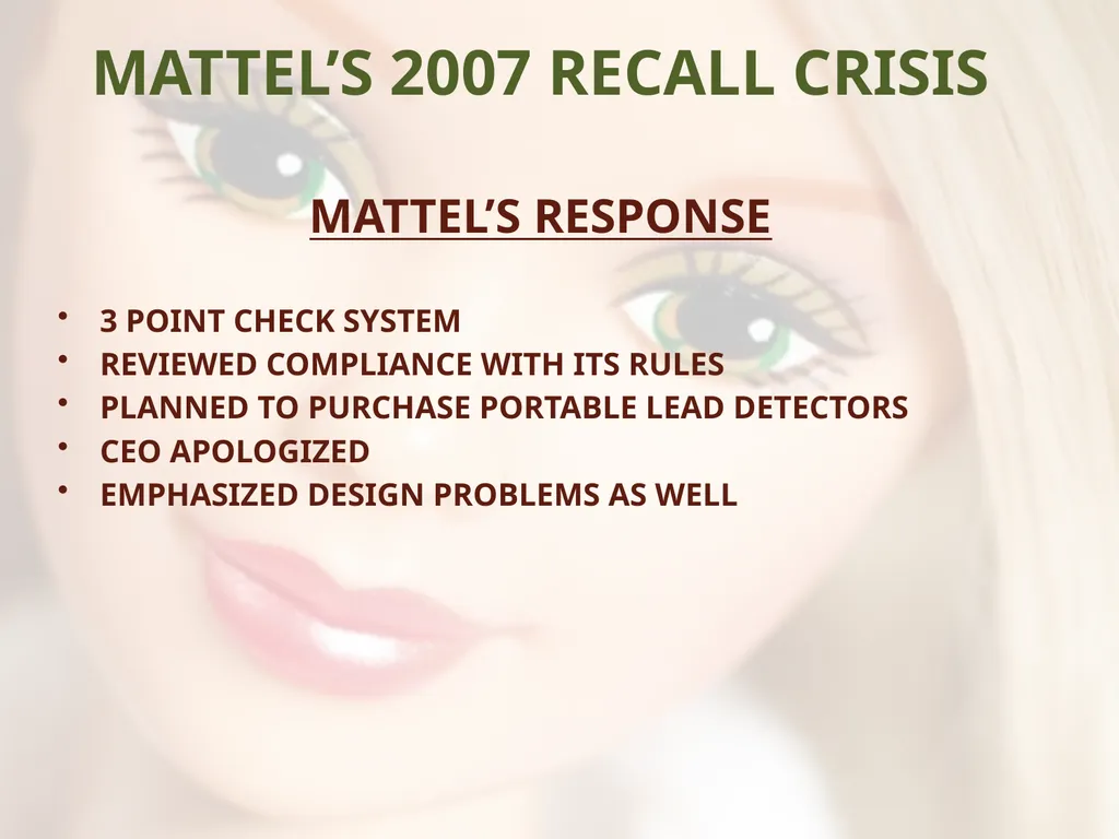 - UNSAFE FOR CHILDREN - MATTEL’S TOY RECALLS AND - slide 20 of 30
