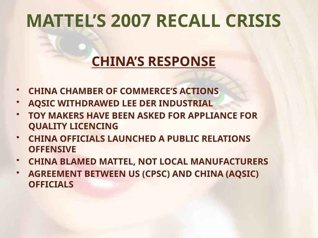 - UNSAFE FOR CHILDREN - MATTEL’S TOY RECALLS AND - slide 21 of 30