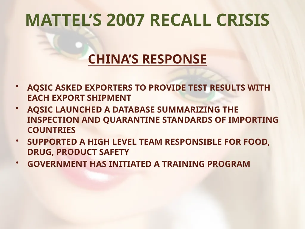 - UNSAFE FOR CHILDREN - MATTEL’S TOY RECALLS AND - slide 22 of 30