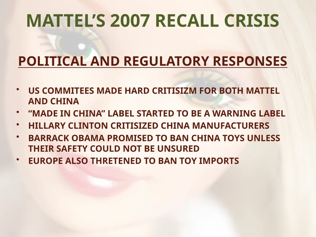 - UNSAFE FOR CHILDREN - MATTEL’S TOY RECALLS AND - slide 23 of 30