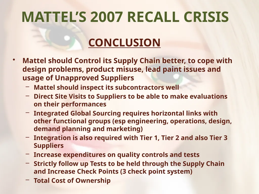 - UNSAFE FOR CHILDREN - MATTEL’S TOY RECALLS AND - slide 27 of 30