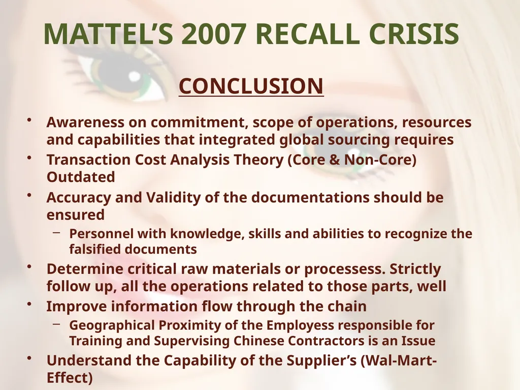 - UNSAFE FOR CHILDREN - MATTEL’S TOY RECALLS AND - slide 28 of 30