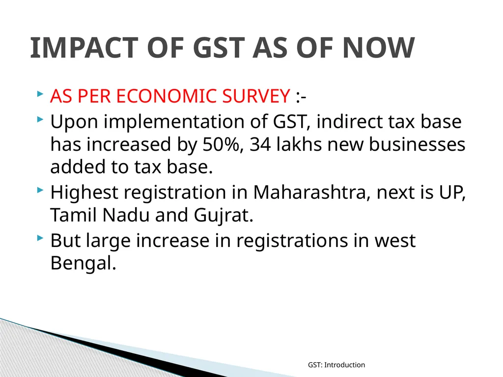 GOODS & SERVICES TAX (GST) IN INDIA GST: - slide 19 of 64