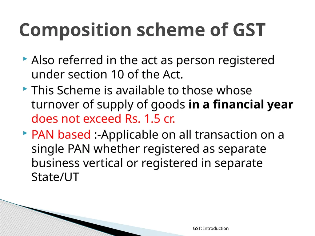 GOODS & SERVICES TAX (GST) IN INDIA GST: - slide 42 of 64