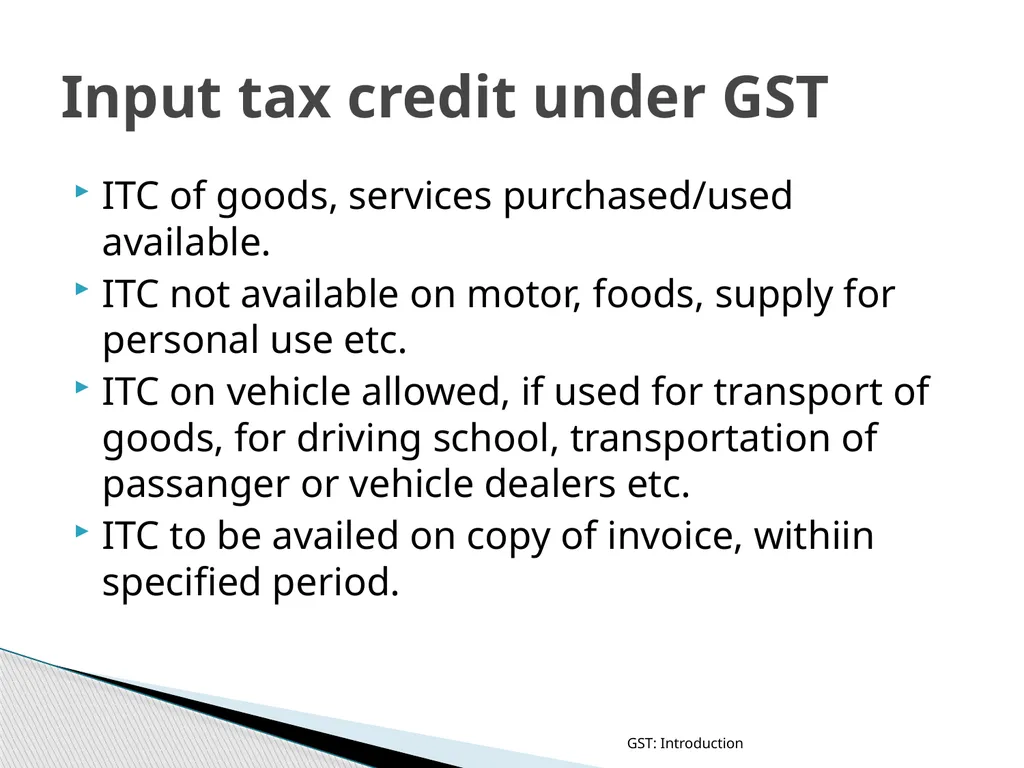 GOODS & SERVICES TAX (GST) IN INDIA GST: - slide 50 of 64