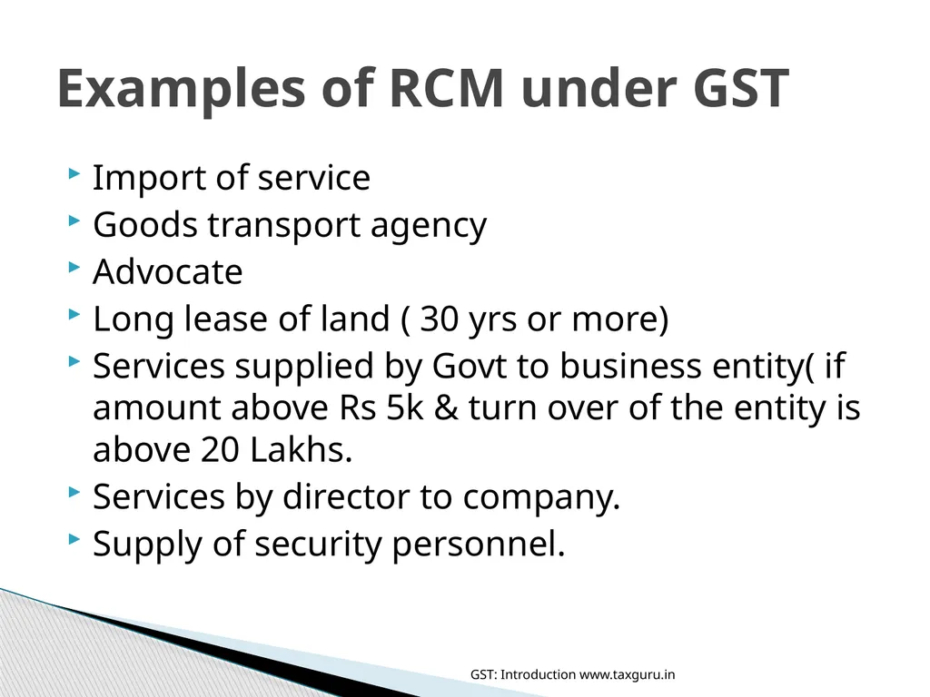 GOODS & SERVICES TAX (GST) IN INDIA GST: - slide 45 of 64