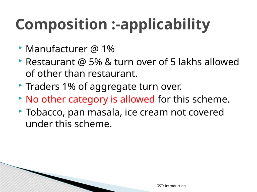 GOODS & SERVICES TAX (GST) IN INDIA GST: - slide 46 of 64