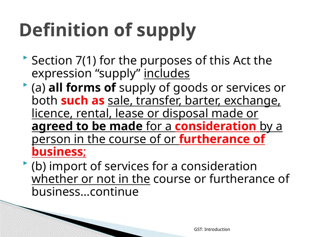 GOODS & SERVICES TAX (GST) IN INDIA GST: - slide 22 of 64