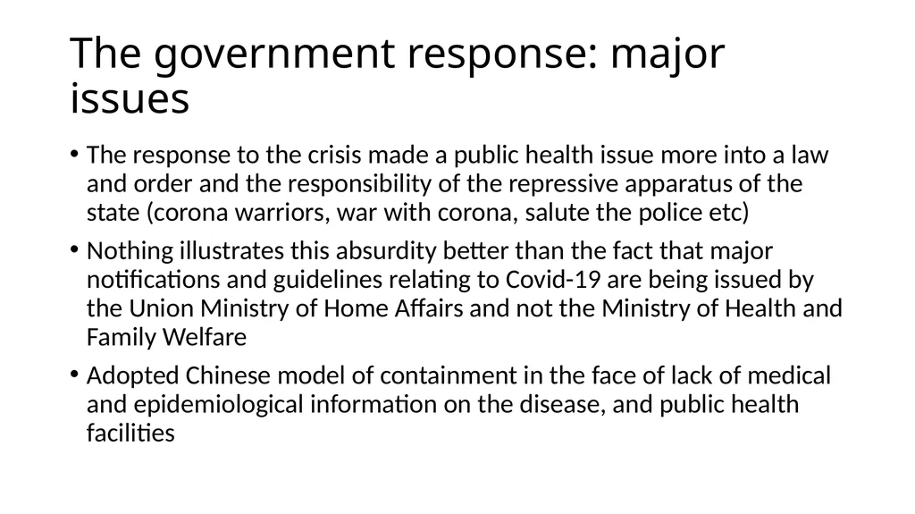 Thinking through Covid (19) response Possible - slide 4 of 12