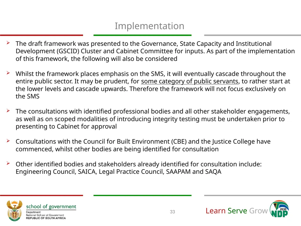 A National Implementation Framework towards the - slide 33 of 35