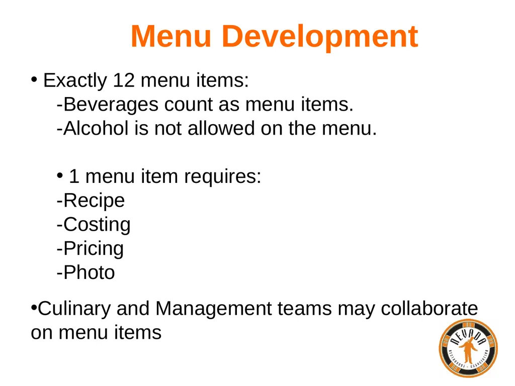 Nevada ProStart Management Competition Overview - slide 9 of 13