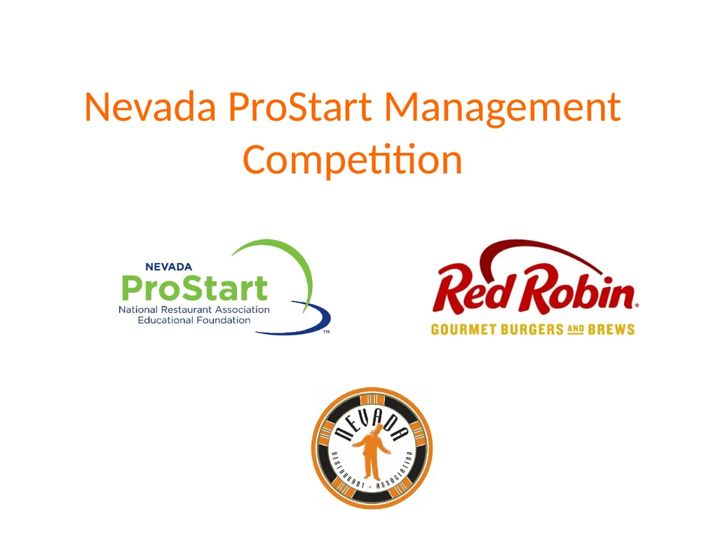 Nevada ProStart Management Competition Overview - slide 1 of 13