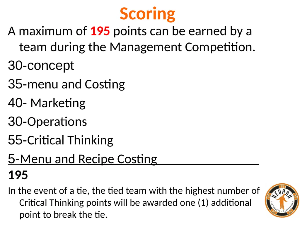 Nevada ProStart Management Competition Overview - slide 12 of 13