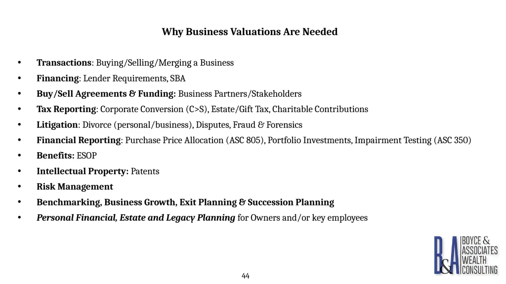 Eric C. Boyce, CFA President & CEO Boyce & - slide 44 of 67