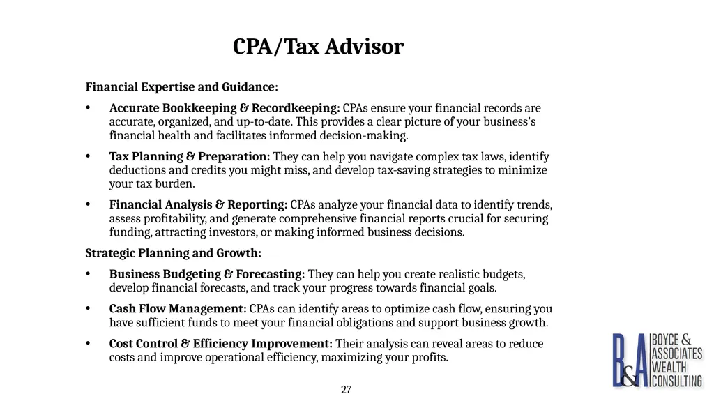 Eric C. Boyce, CFA President & CEO Boyce & - slide 27 of 67
