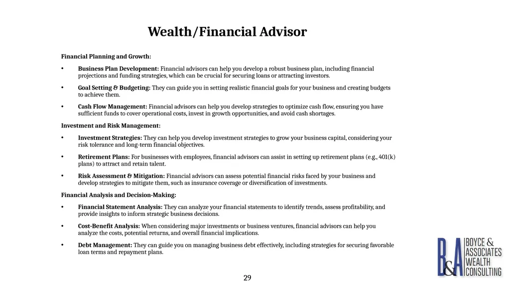 Eric C. Boyce, CFA President & CEO Boyce & - slide 29 of 67