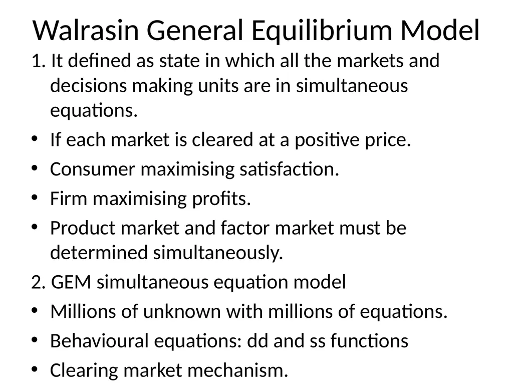 General Equilibrium Model L-1/1 Contents Partial - slide 3 of 87