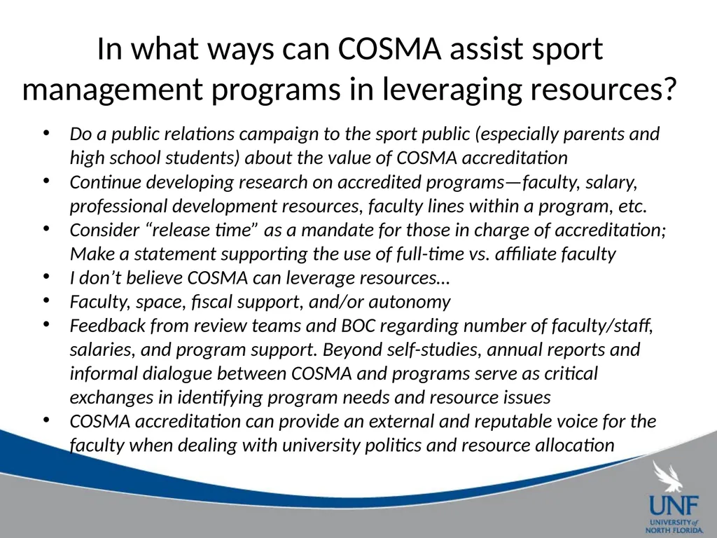 A Survey of COSMA Accreditation Programs Gil - slide 12 of 22