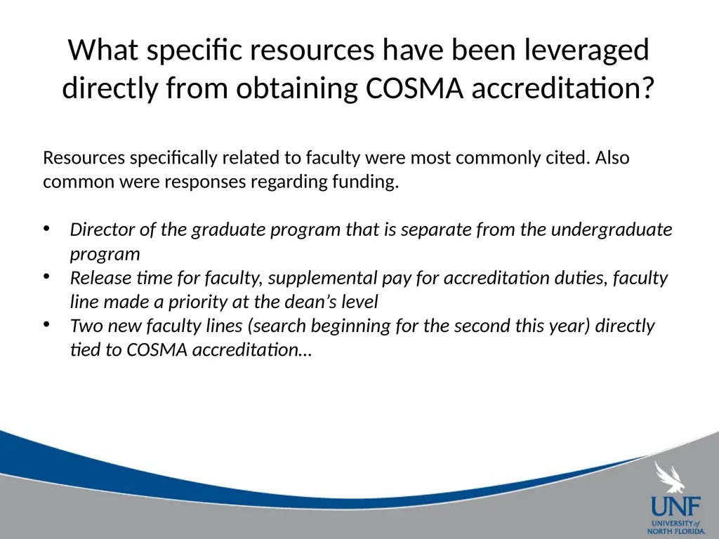 A Survey of COSMA Accreditation Programs Gil - slide 11 of 22