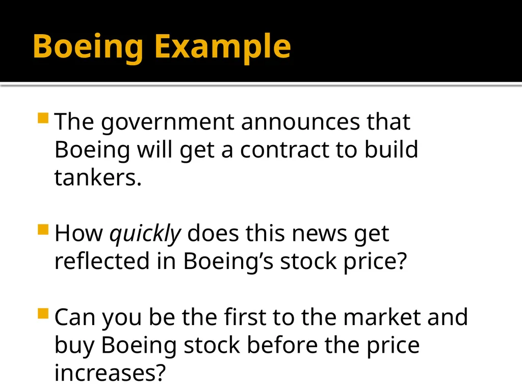What does market efficiency mean? FIN 352 – - slide 5 of 14