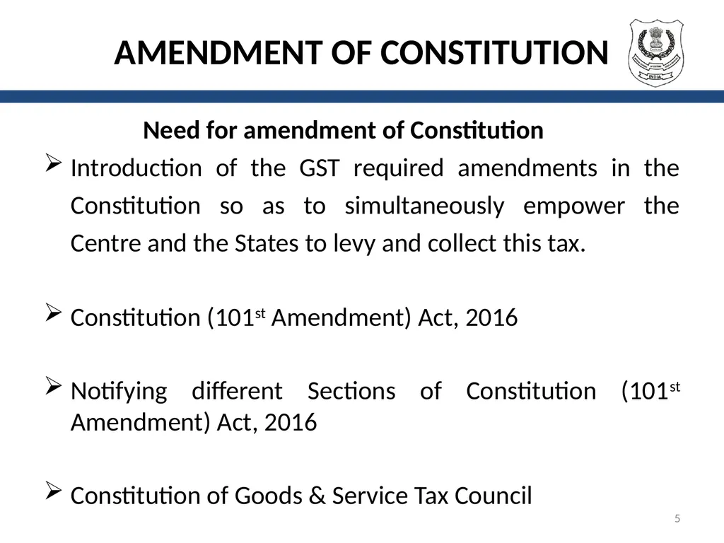 OVERVIEW OF GST AND MODEL GST LAW Presentation by: - slide 5 of 69