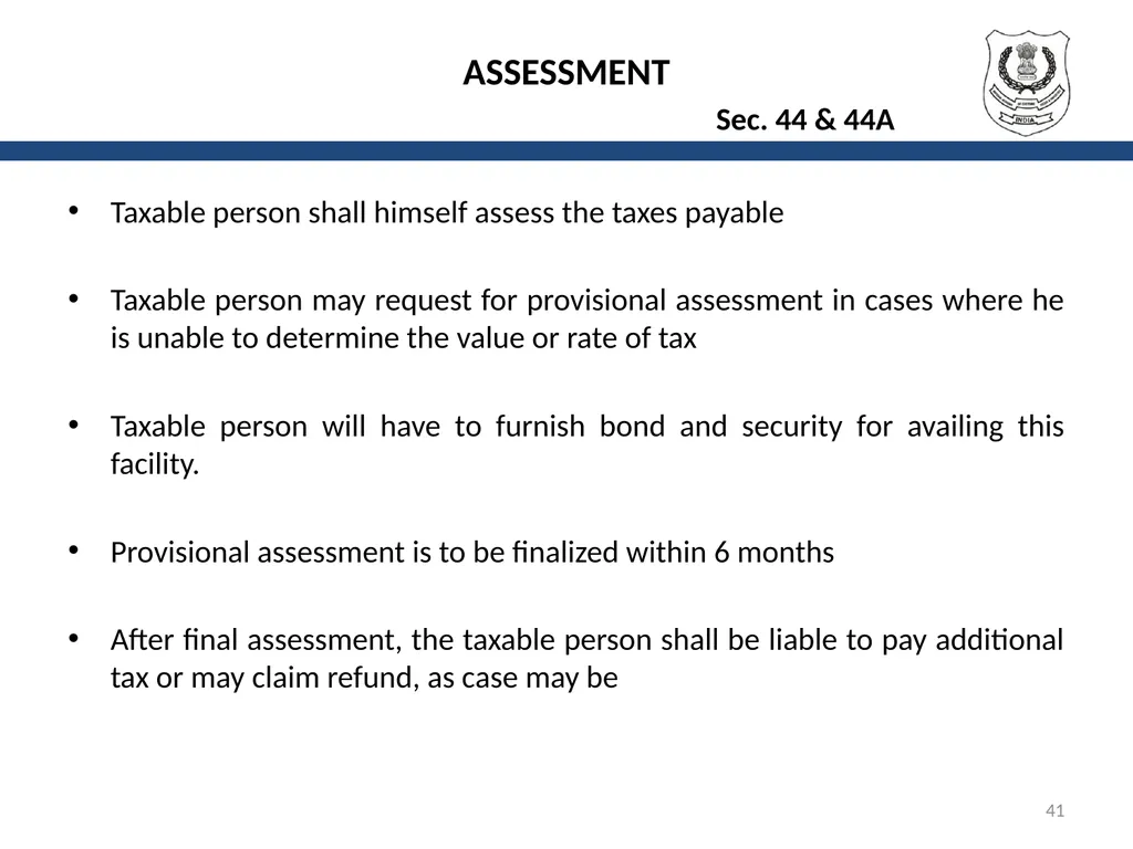 OVERVIEW OF GST AND MODEL GST LAW Presentation by: - slide 41 of 69